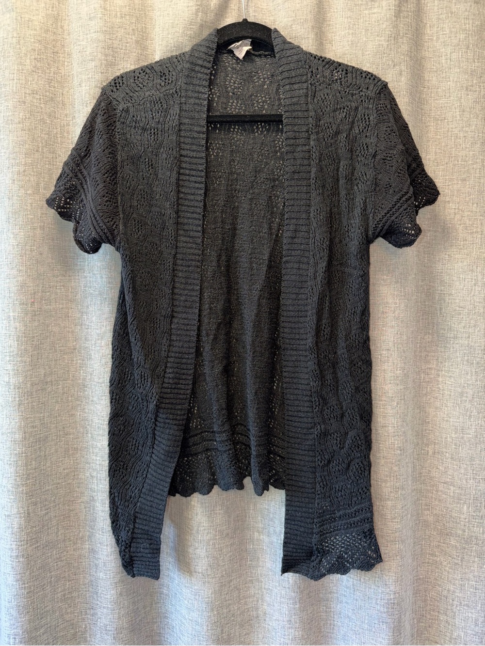 Objects Dart Black Open Knit Short-Sleeve Cardigan 3X